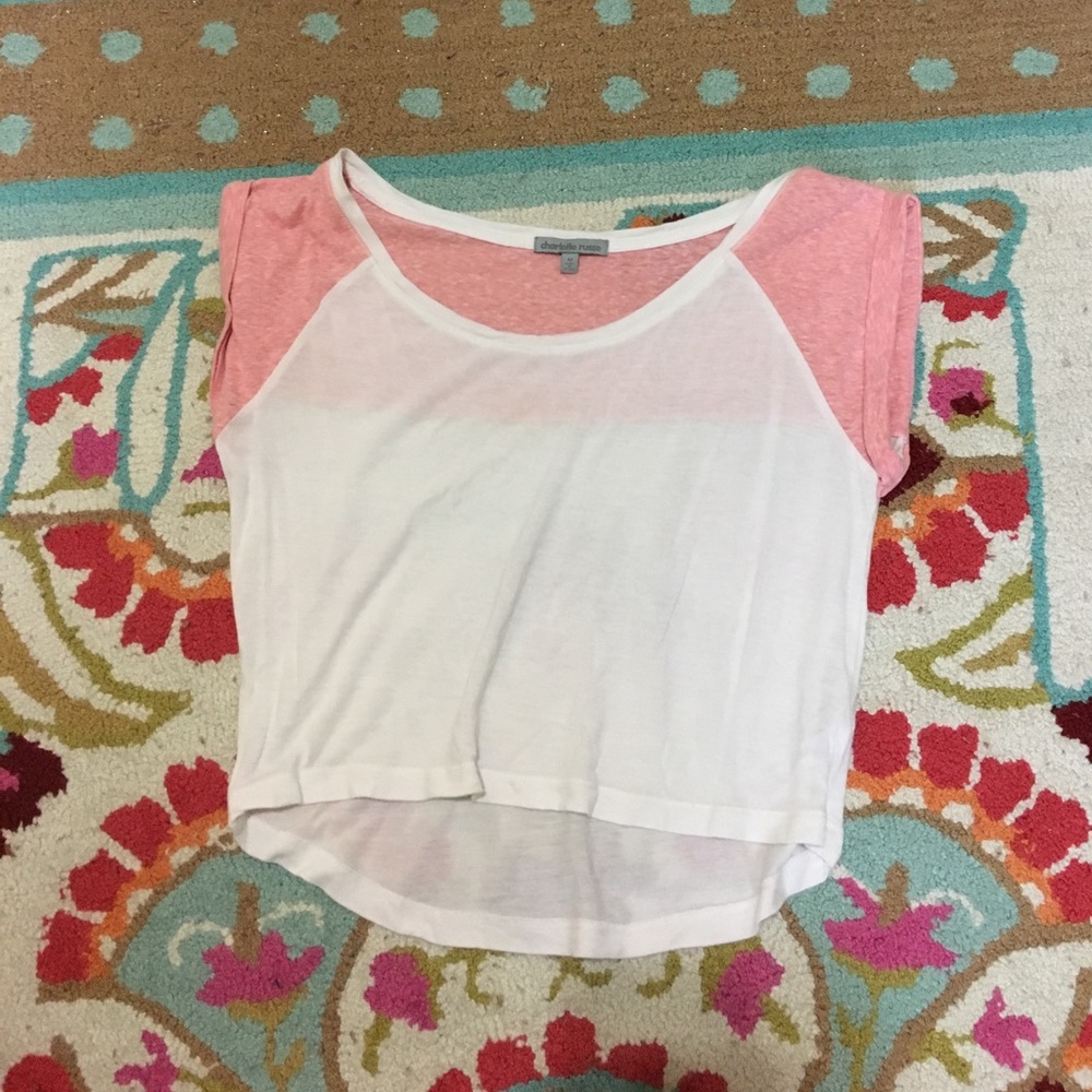 PINK AND WHITE CROP TOP