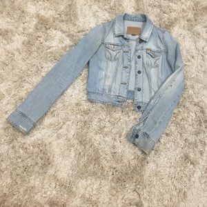 Hollister light wash distressed denim jacket
