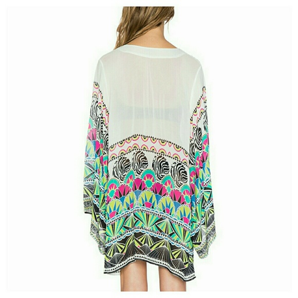 💚 H.P 💚 GEO KIMONO/Beach cover up - Picture 2 of 8