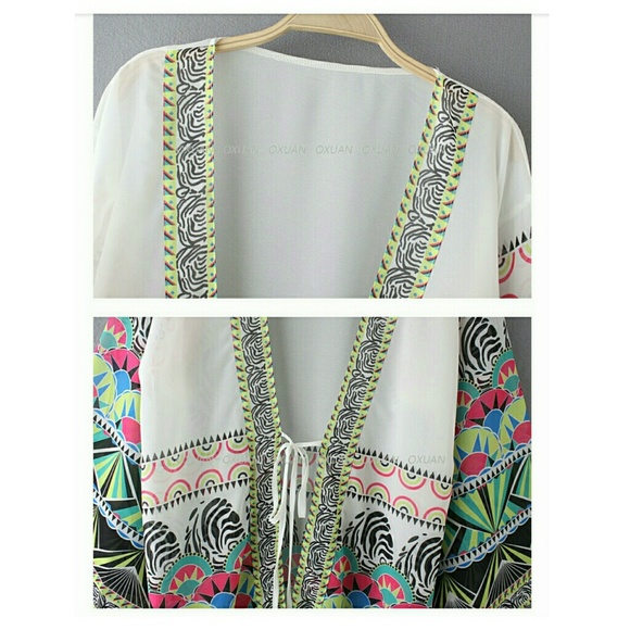 💚 H.P 💚 GEO KIMONO/Beach cover up - Picture 3 of 8