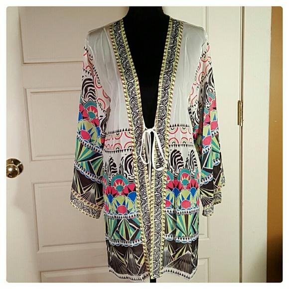 💚 H.P 💚 GEO KIMONO/Beach cover up - Picture 6 of 8