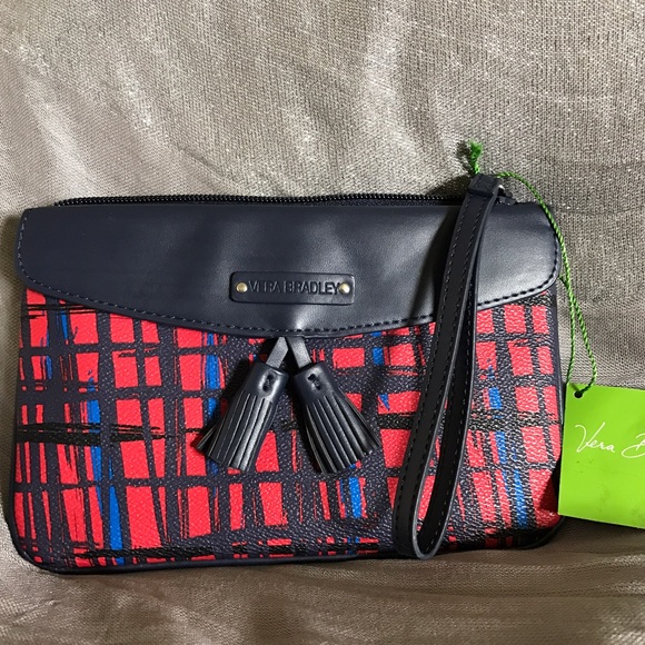 Vera Bradley Tassel Wristlet/Clutch Art Plaid - Picture 1 of 3