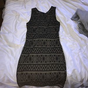 Black peep hole back Aztec pattern dress