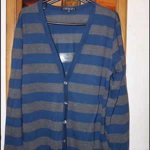 Navy blue/ gray striped cardigan