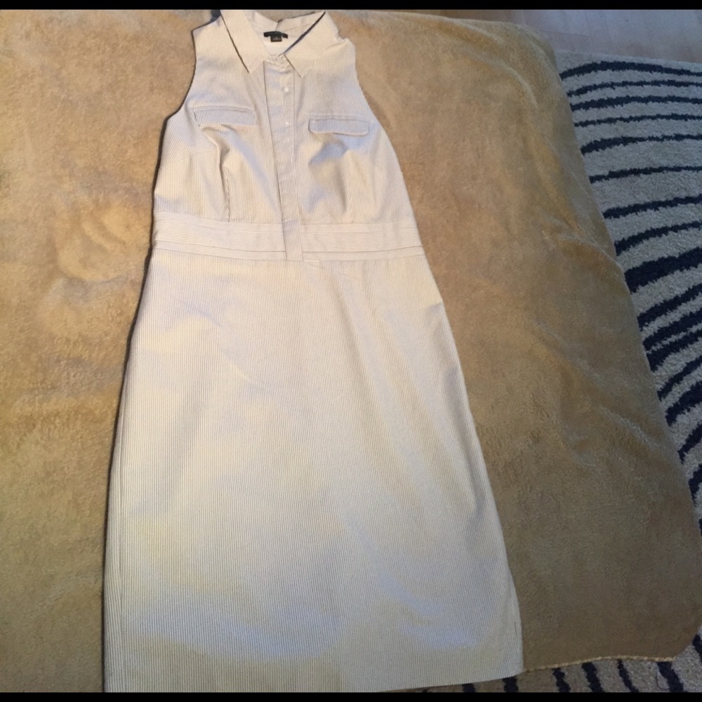 Ann Taylor sleeveless blue/white dress