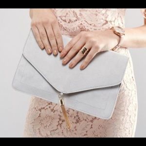 Gray suede ASOS clutch