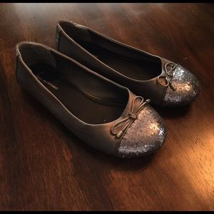Pewter gray and silver sparkle ballet flat