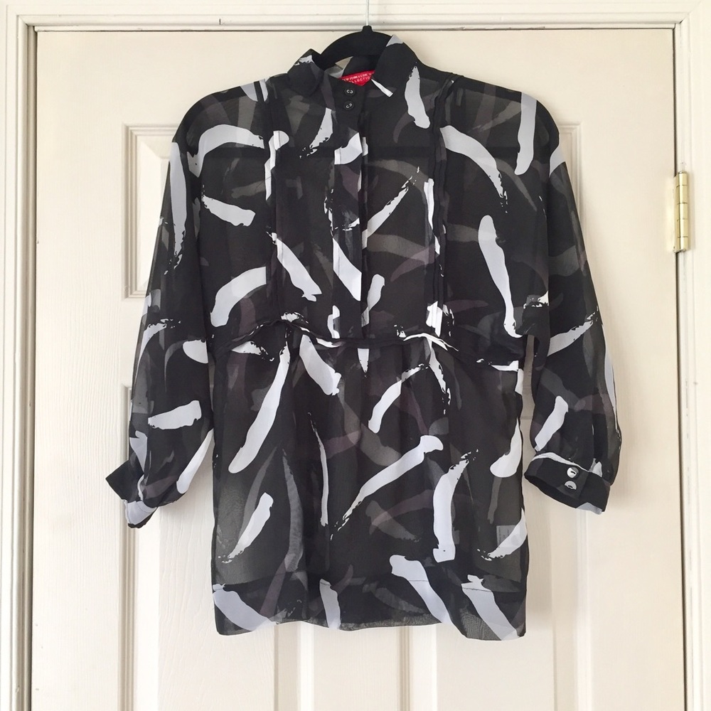 NY&Co Black & White Blouse