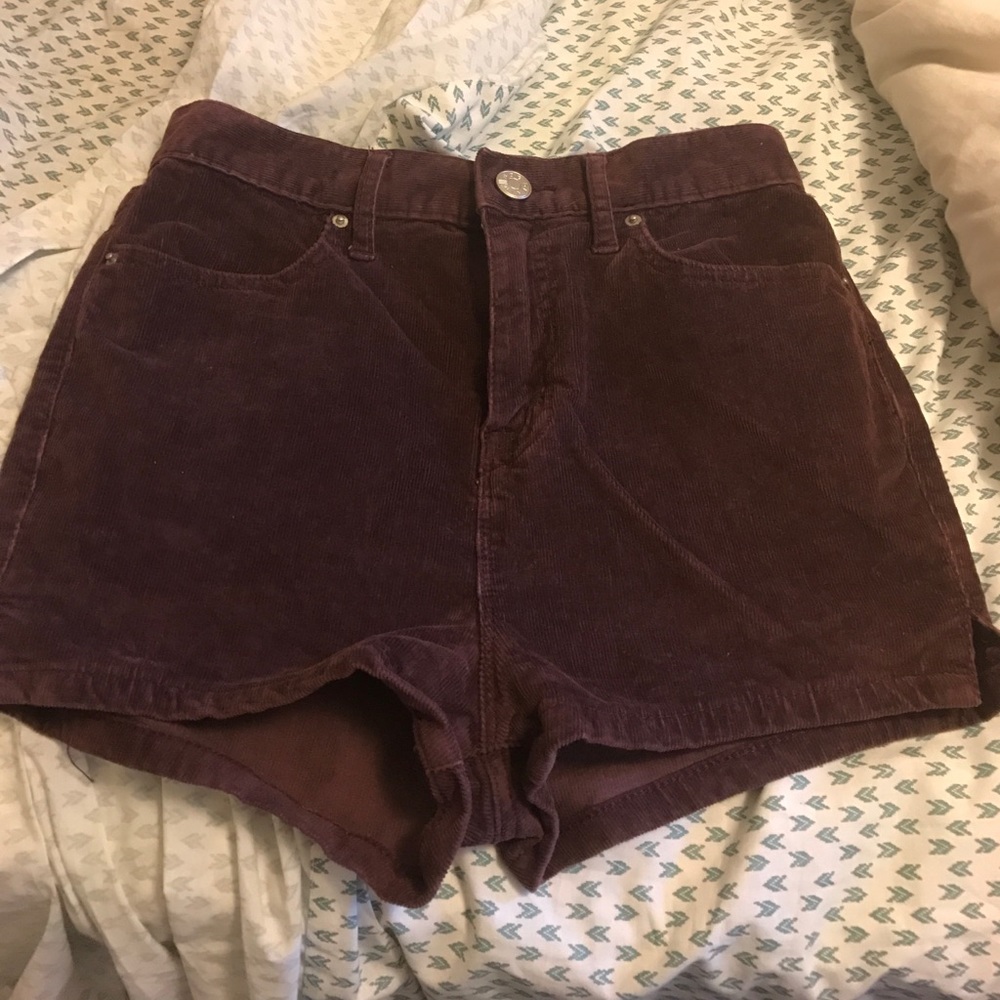 dark purple corduroy shorts