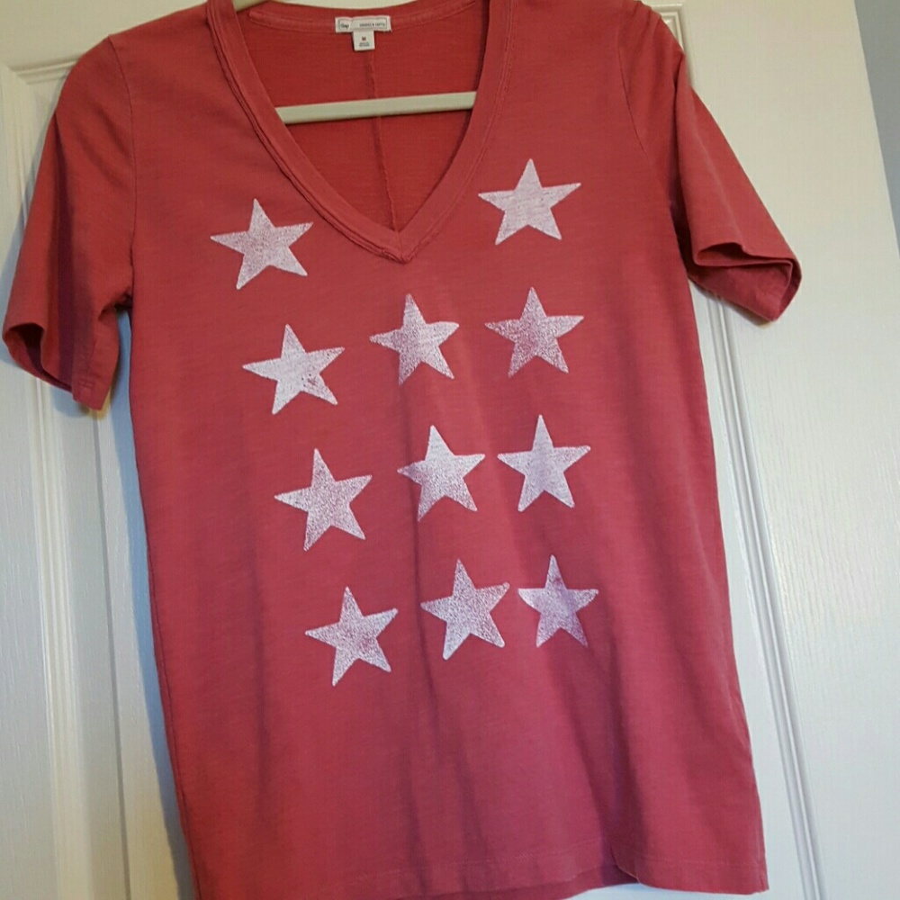 Stone Washed Red T-shirt with Stars