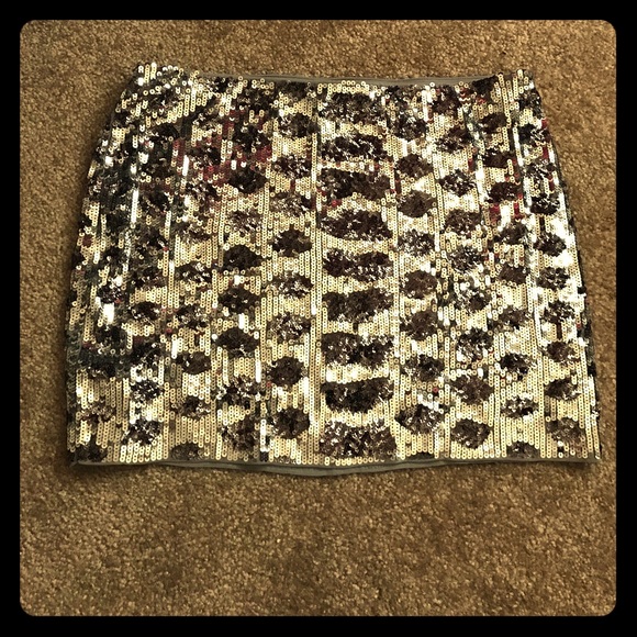 Express Dresses & Skirts - Cheetah sequined mini skirt