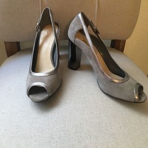 Cole Haan silver/suede heels