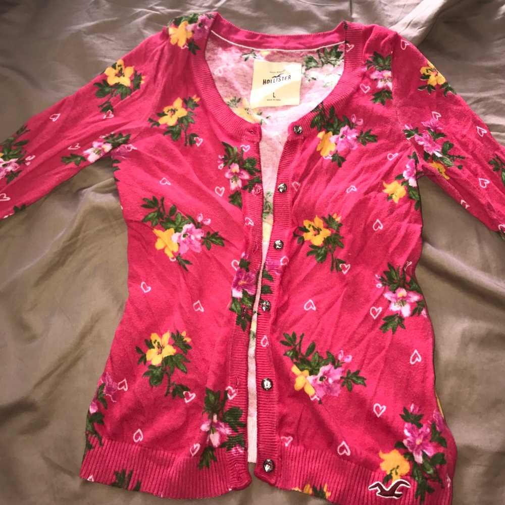 Hollister floral print pink cardigan