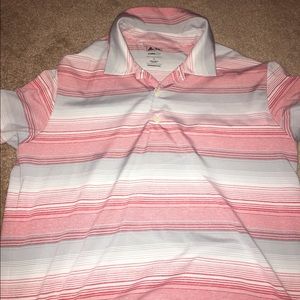 Adidas red and silver golf shirt