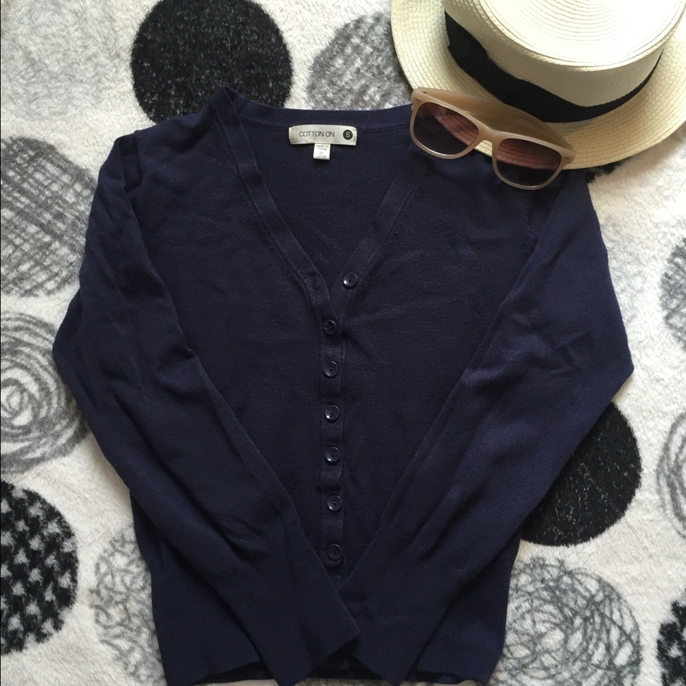 Navy cropped sweater - Picture 2 of 2