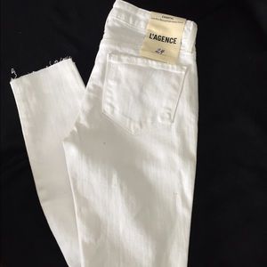 L'agence Chantal White Skinny cropped denim