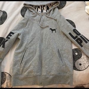 VS Pink grey zip up hoodie