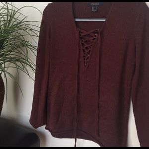 Lace up sweater