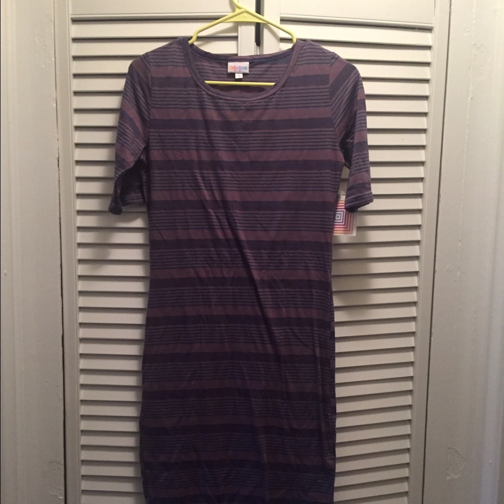 LuLaRoe NWT purple striped Julia dress, size S