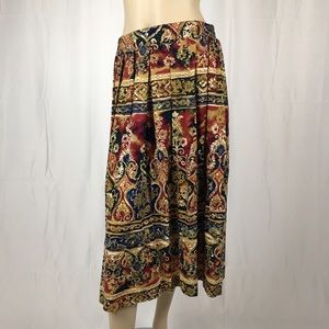 Vintage Lauren Alexandra Ornate Pleated Maxi Skirt