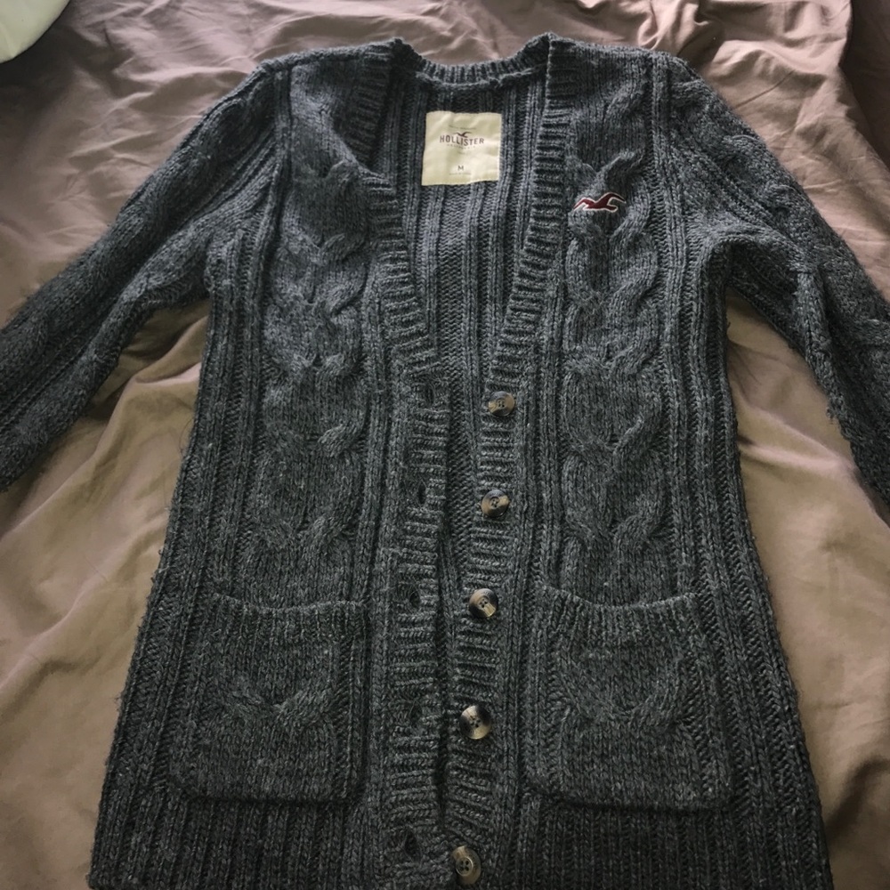 Gray wool knitted Hollister cardigan