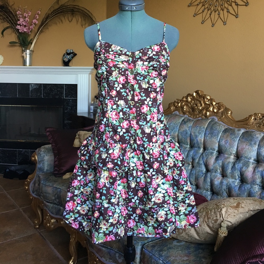 Button Dress with Layered Bottom