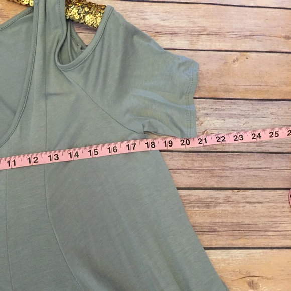 {Plus} Light Sage Cold Shoulder Short Sleeve top - Picture 4 of 5