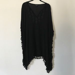 Gypsy boho style tassel cover up poncho dress