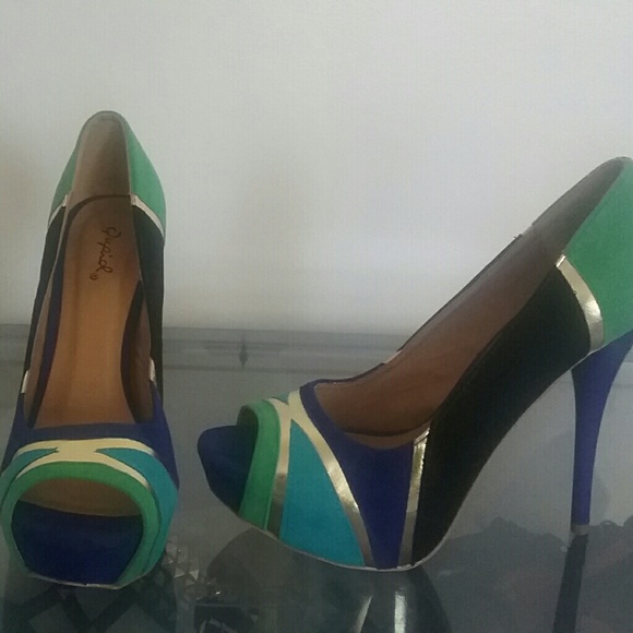 *Sexy Peep Toe Pumps*  Multi Color by Qupid - Picture 2 of 6