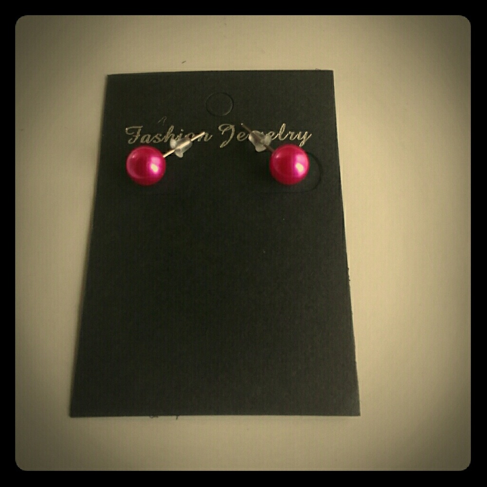 Beautiful Hot Pink Pearl Earrings
