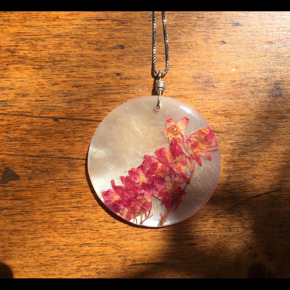 Pressed flower necklace