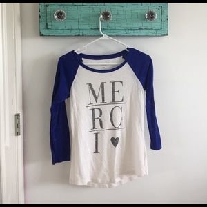 "Merci" baseball t-shirt
