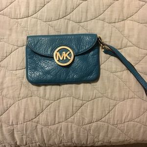 Turquoise Michael Kors wristlet