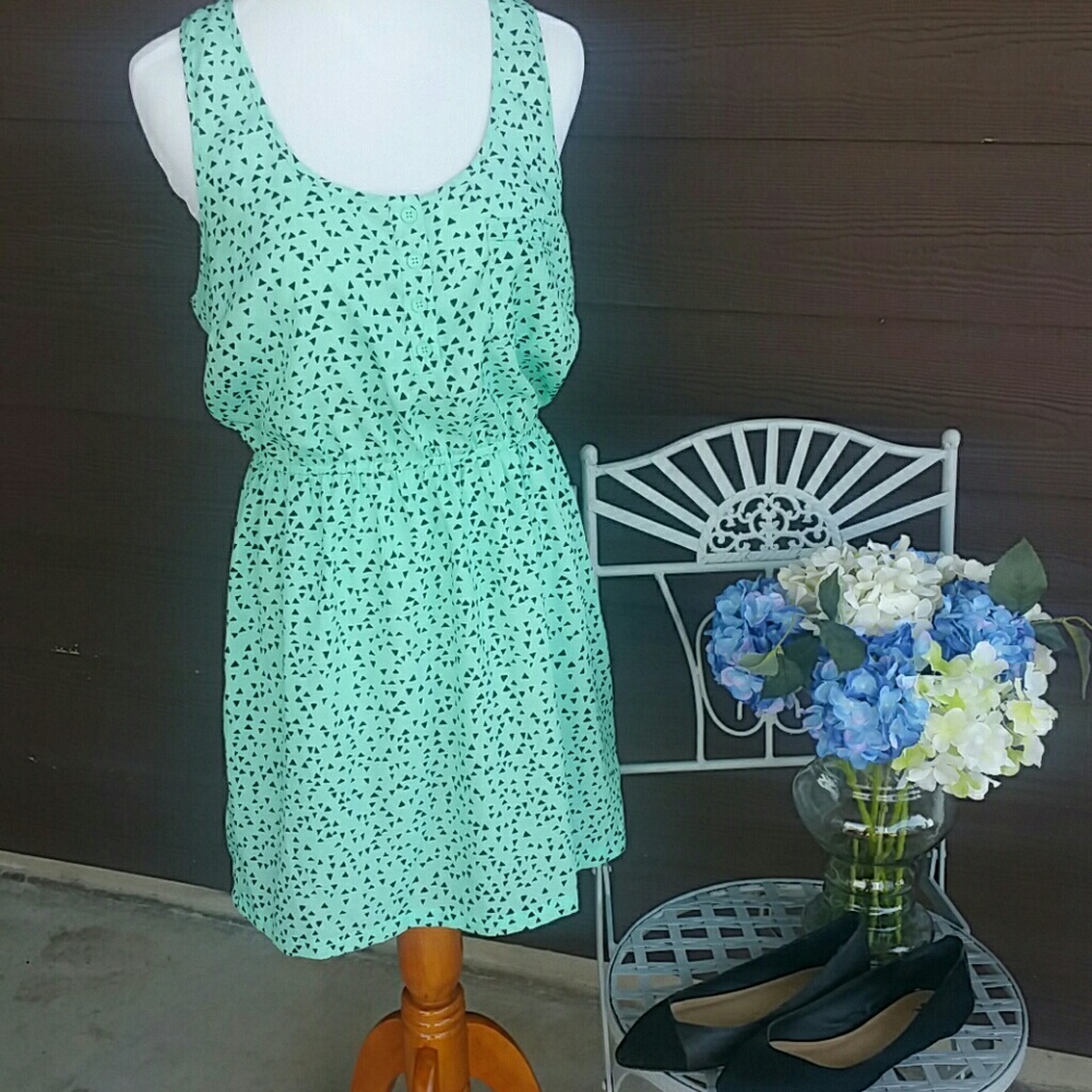 Mint Green and Black Dress in Juniors Large