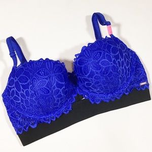 VS PINK The Date Push-Up Blue Lace Bra VS PINK The Date Push-Up Blue Lace Bra