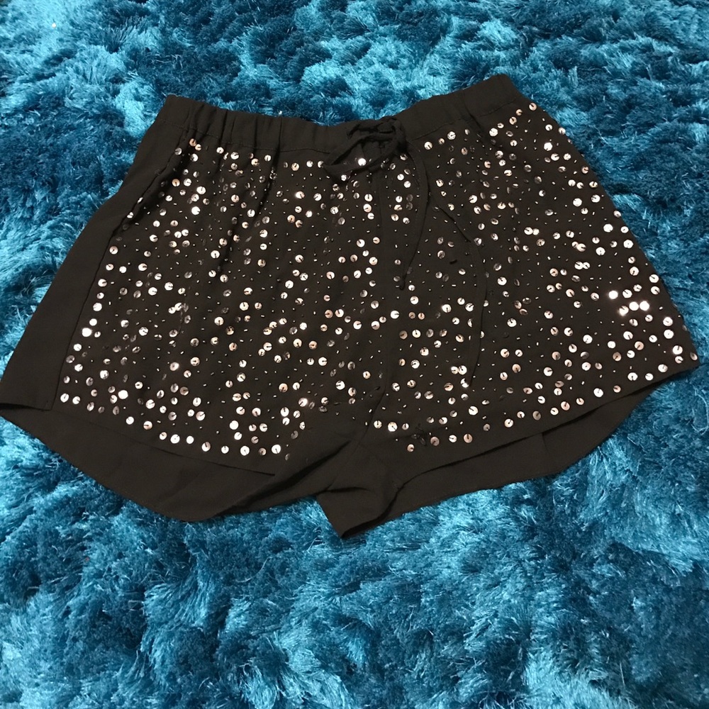 Black sequin shorts