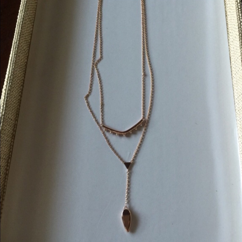 Stella and Dot rose gold and pave tiered lariat