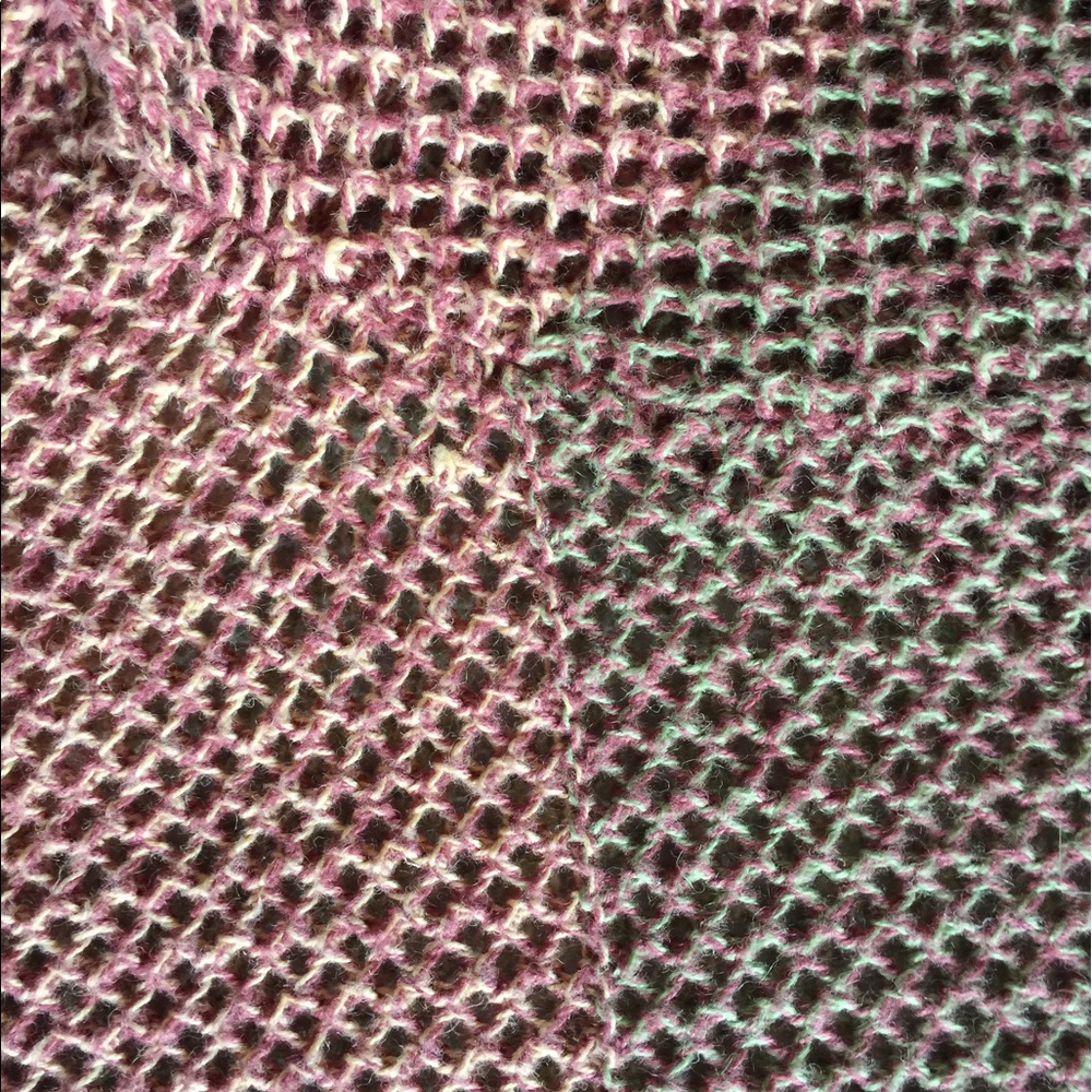 Earth-tone crocheted cardigan sweater. - Picture 4 of 5