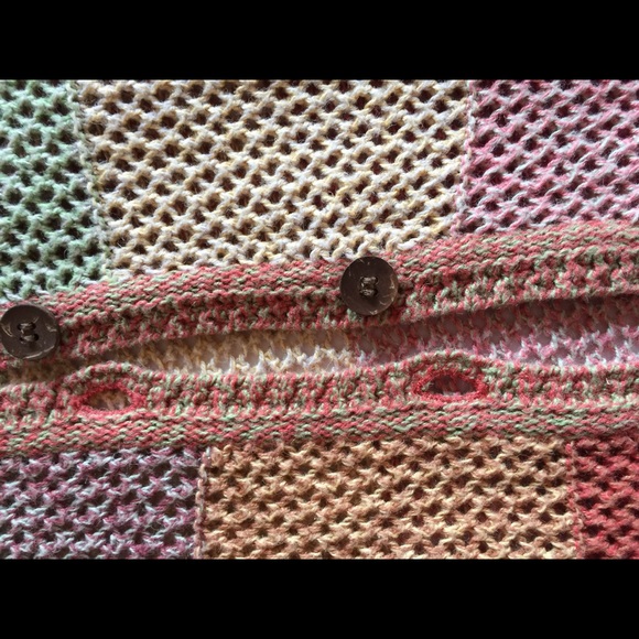 Earth-tone crocheted cardigan sweater. - Picture 5 of 5