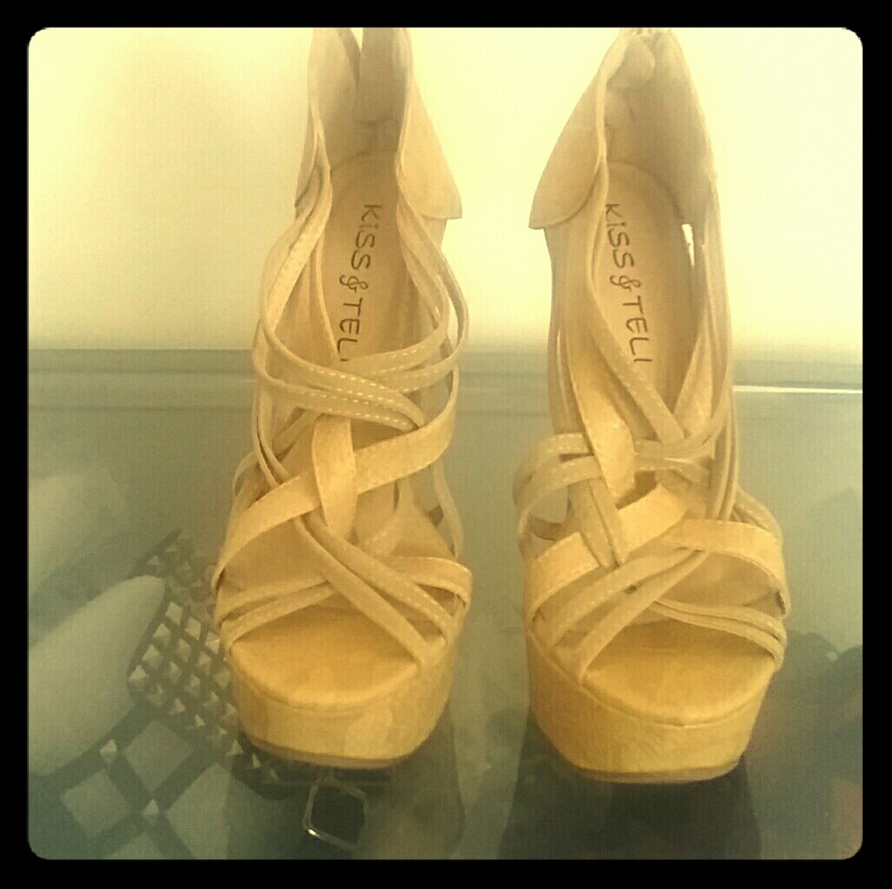 Sexy Strappy Tan Pumps by Kiss & Tell