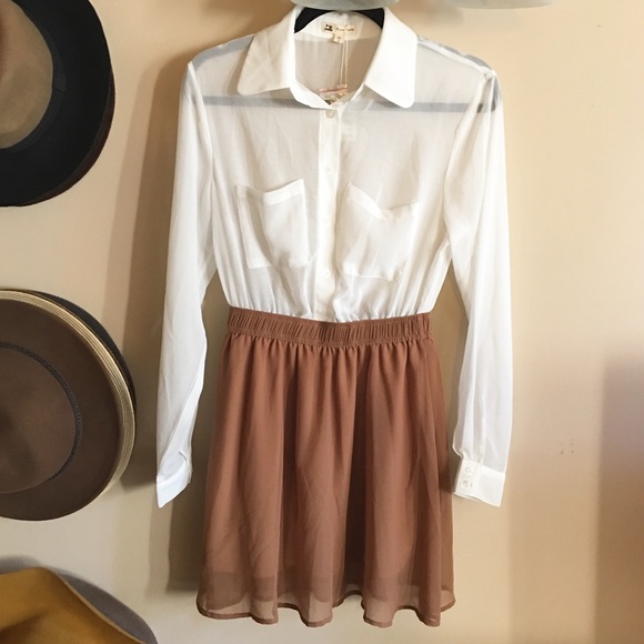 Urban Outfitters Dresses & Skirts - White And Brown Collared Dress NWT