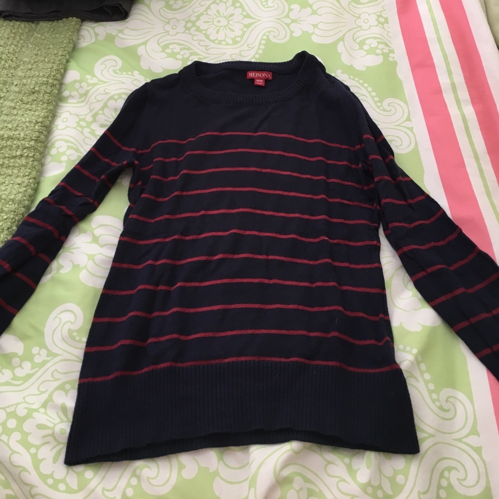 Navy and red sweater
