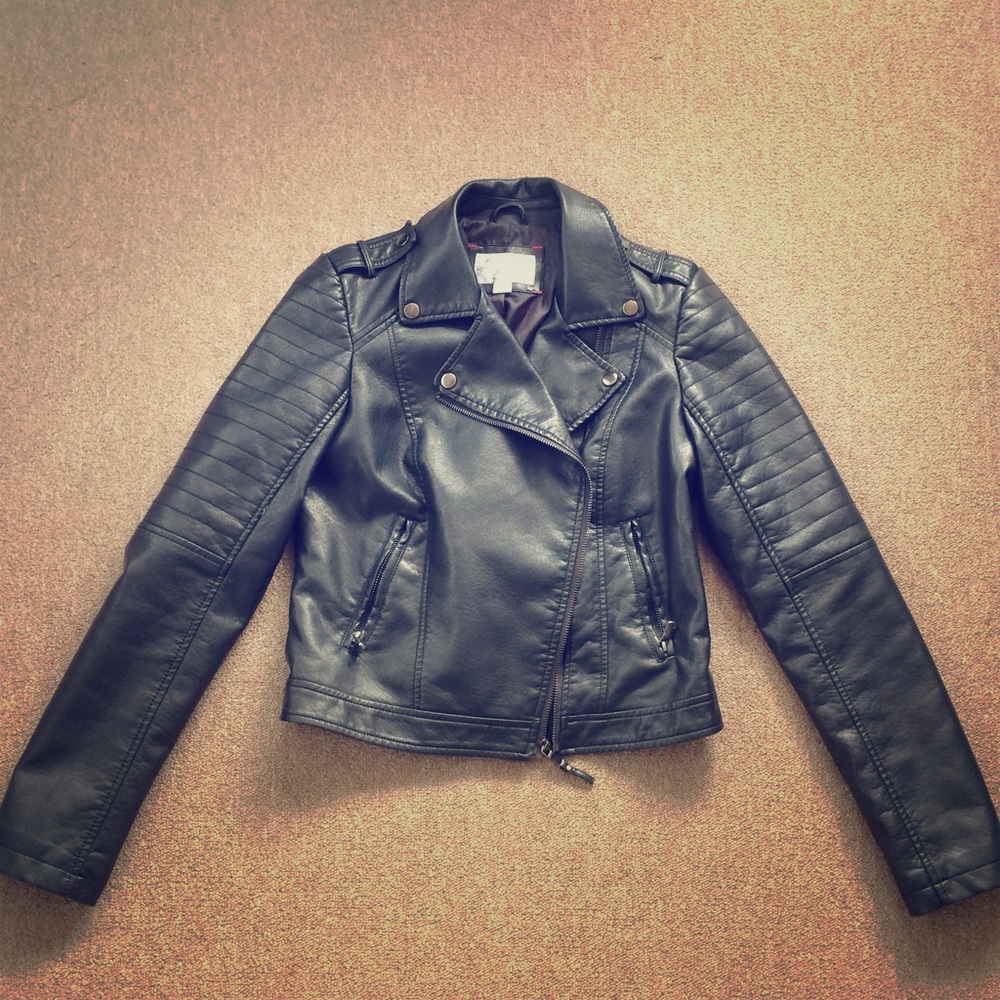 Edgy Black Leather Jacket NWOT