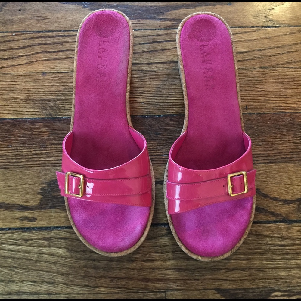 Lauren Ralph Lauren pink slip on wedges