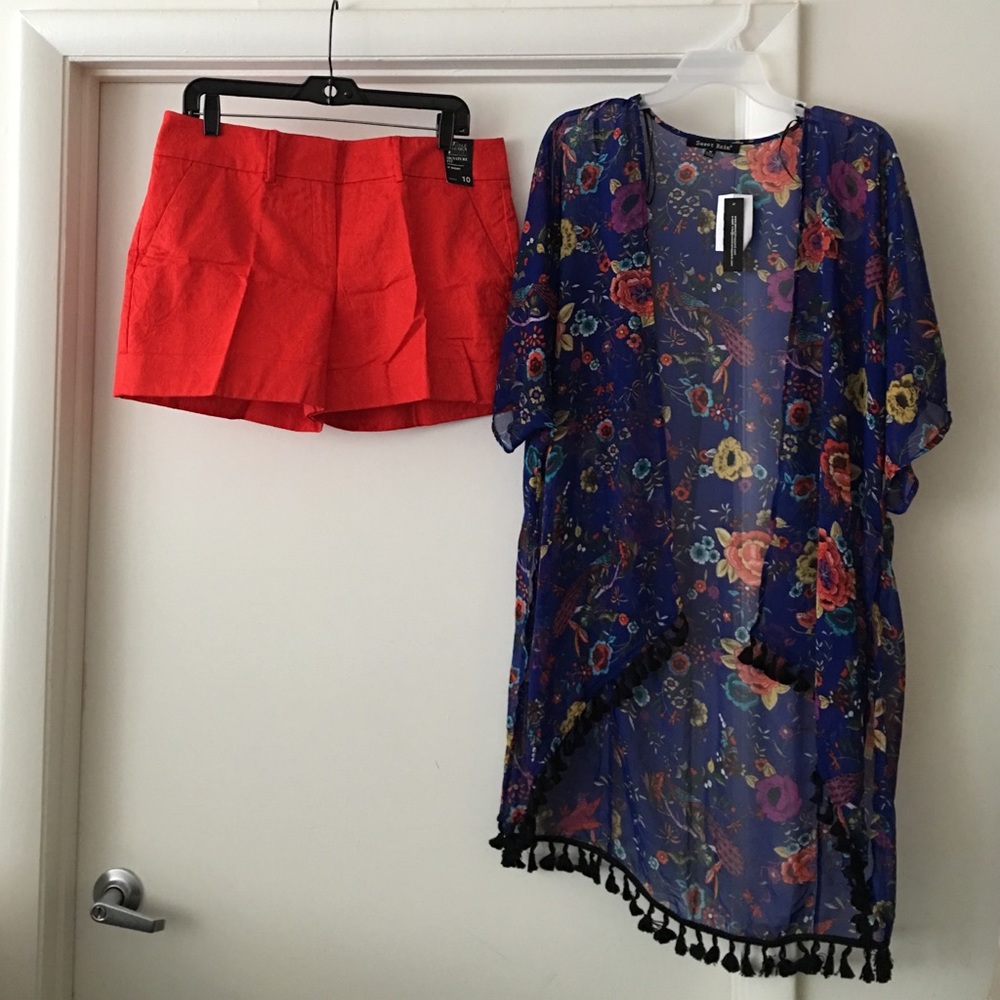 7th Avenue Design Studio 4" Short Burnt Orange 10 & Floral Duster