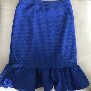 Anthropologie Blue Ruffle pencil skirt