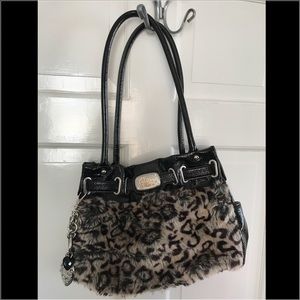 Kathy Van Zeeland Faux Fur Leopard Print Satchel