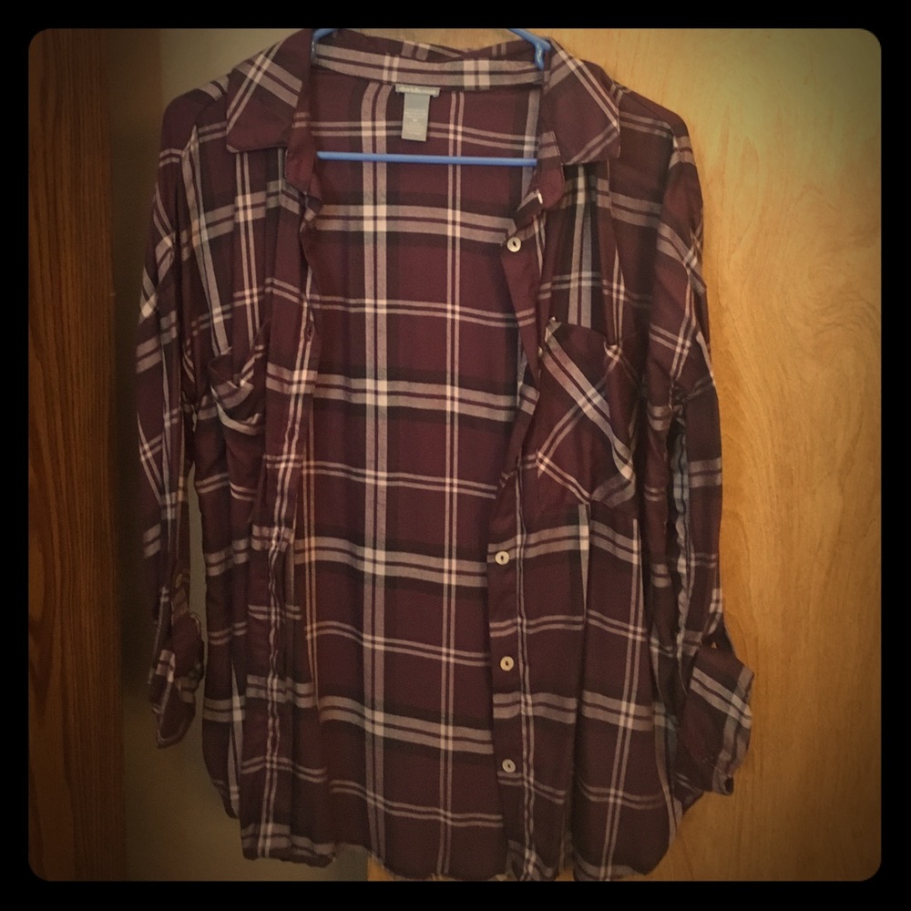 Silky Plaid Button Up