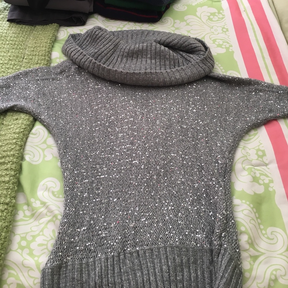Sequin fold over sweater
