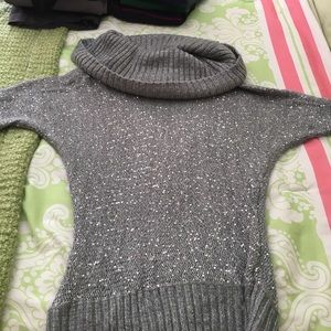 Sequin fold over sweater